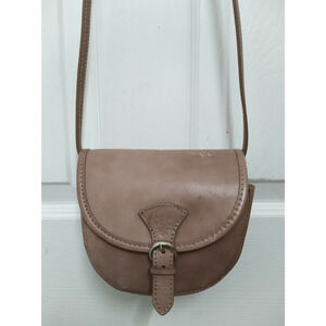 Florence Brown Leather Buckle Flap Closure Crossbody Bag